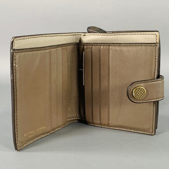 BOTTEGA VENETA Brown Woven Leather Intrecciato Small Flap Wallet - Picture 3 of 6